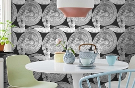 Обои Cargo Taupe фото в интерьере кухни превью