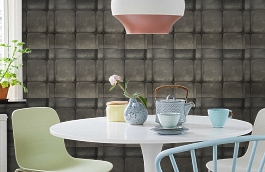 Обои Colonial Charcoal CO01 фото в интерьере кухни превью