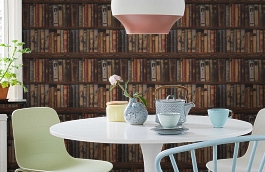 Обои Library B Leather фото в интерьере кухни превью