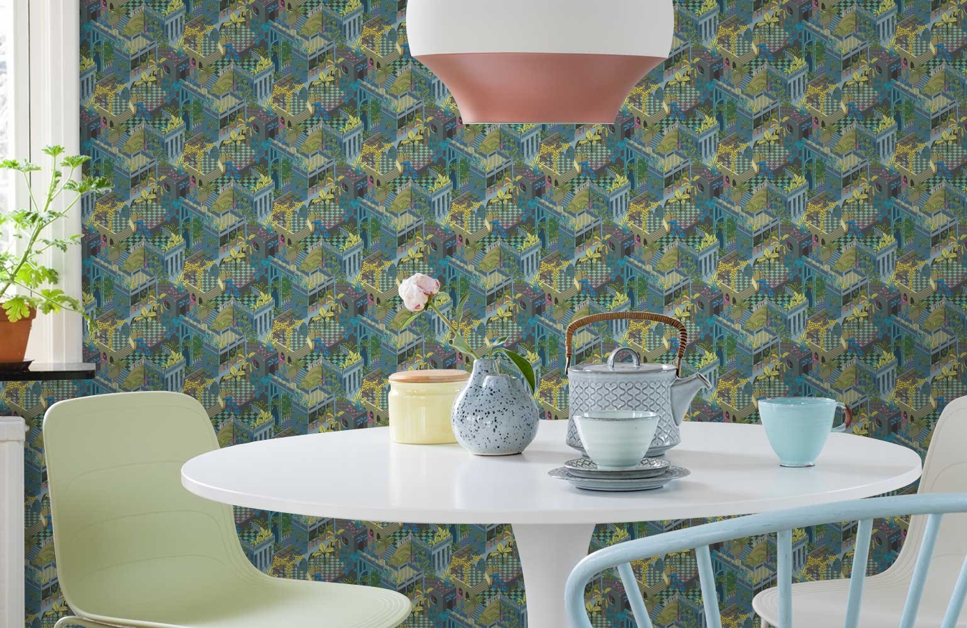 Обои 105-4018 фото в интерьере кухни