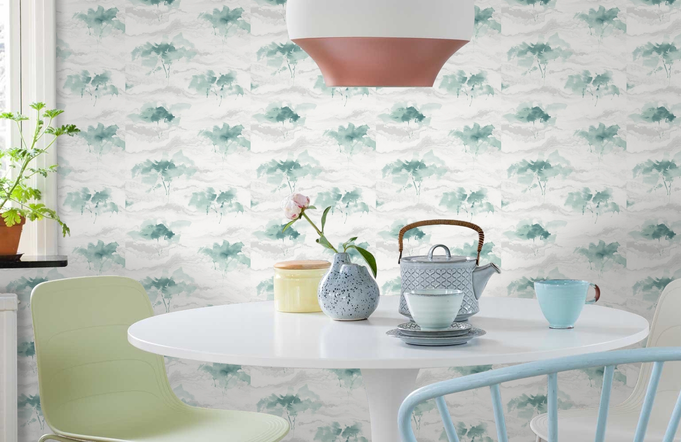 Обои AH40704 фото в интерьере кухни