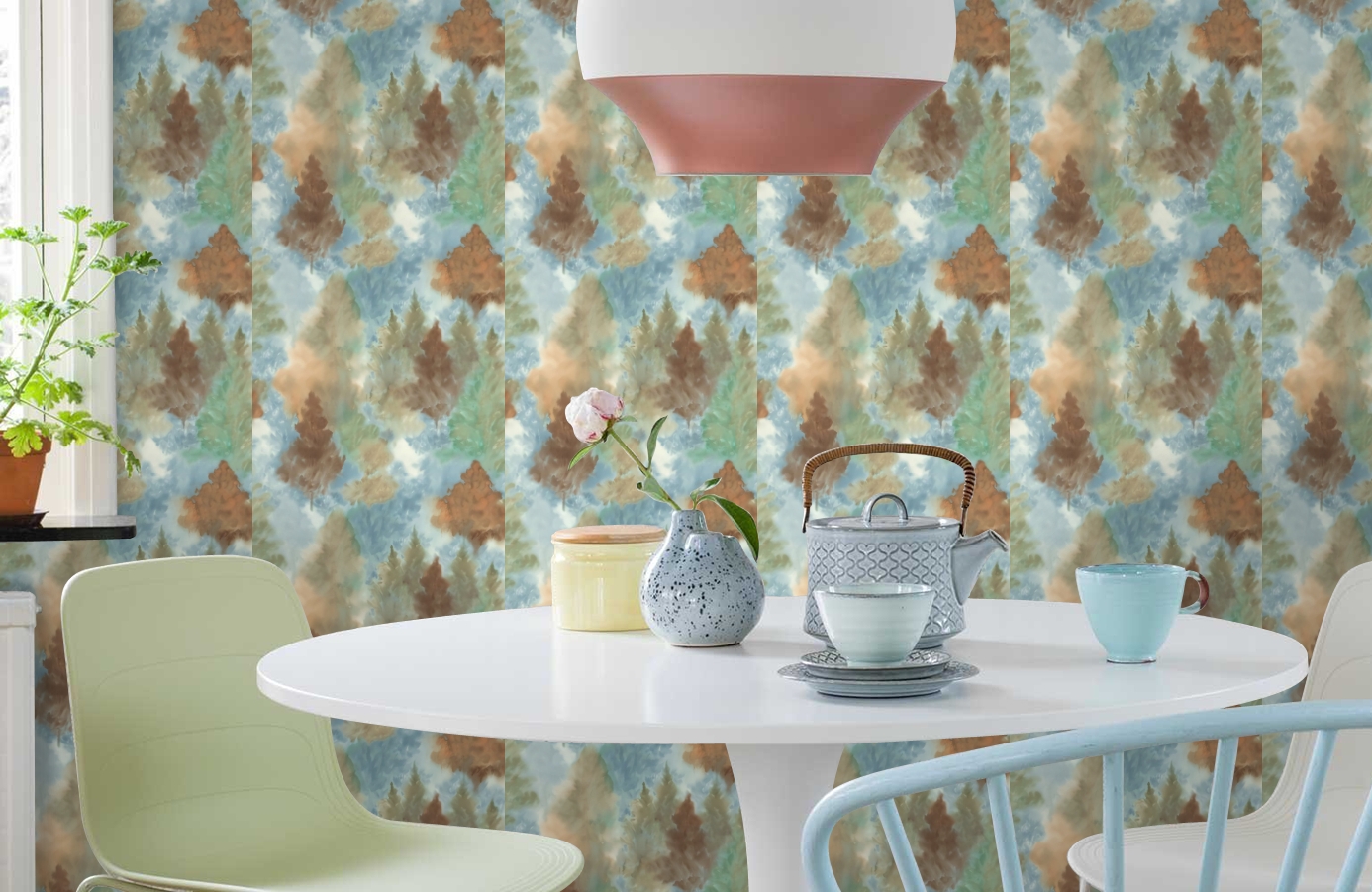 Обои AH41206 фото в интерьере кухни