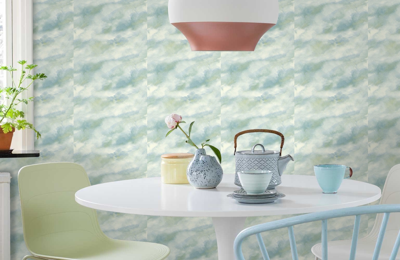 Обои AH41402 фото в интерьере кухни