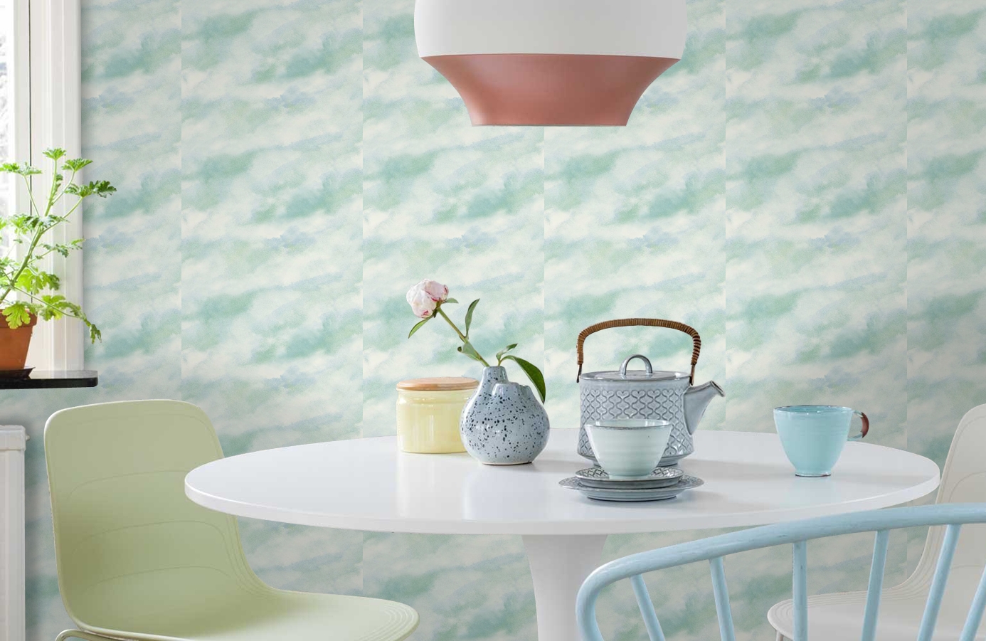 Обои AH41406 фото в интерьере кухни