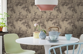 Обои Chinesetoile-Charcoalblac фото в интерьере кухни превью