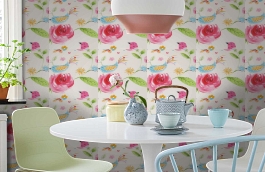 Обои W16.0001.W01 BIRDS.410 W- фото в интерьере кухни превью