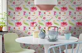 Обои W16.0002.W01 BIRDS.411 W- фото в интерьере кухни превью