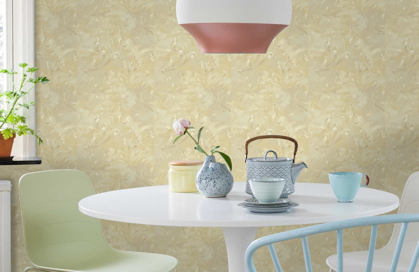 Обои SH5599 фото в интерьере кухни