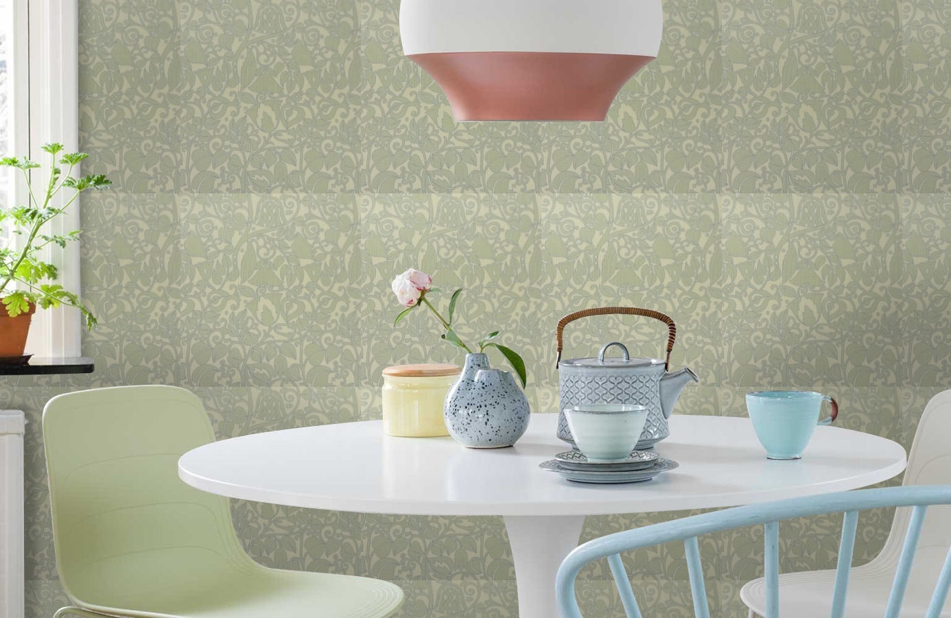 Обои 9730B1 фото в интерьере кухни