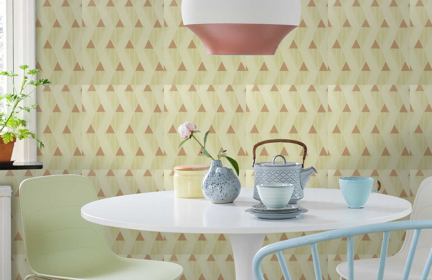 Обои 9740M1 фото в интерьере кухни