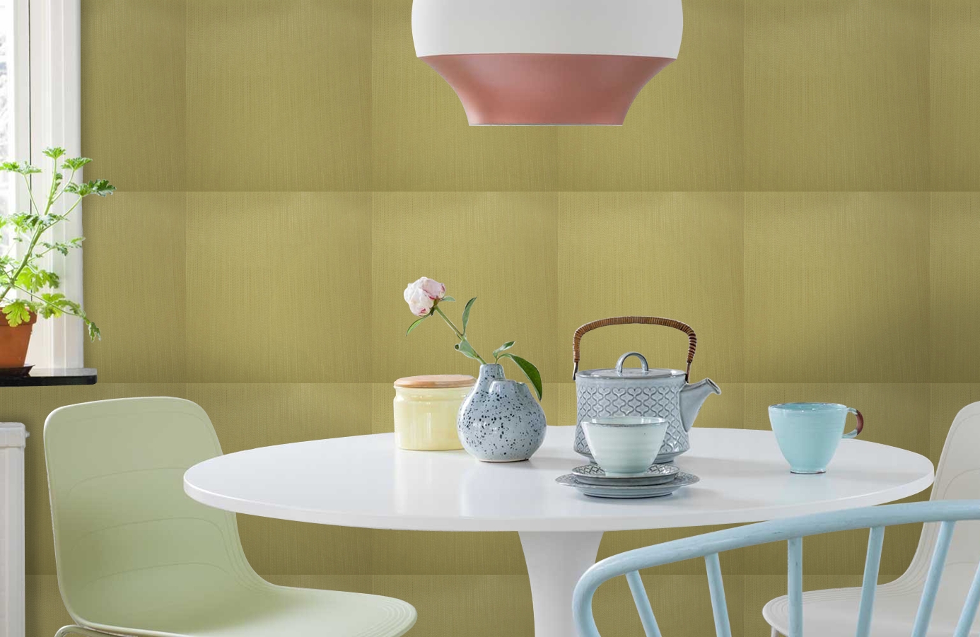 Обои 9760E2 фото в интерьере кухни