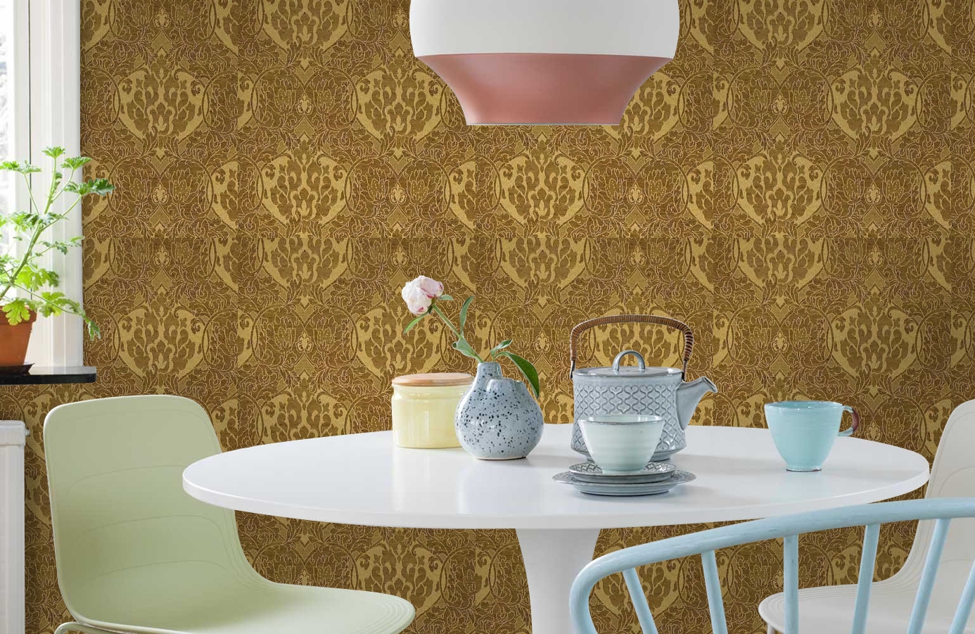 Обои 208002 фото в интерьере кухни