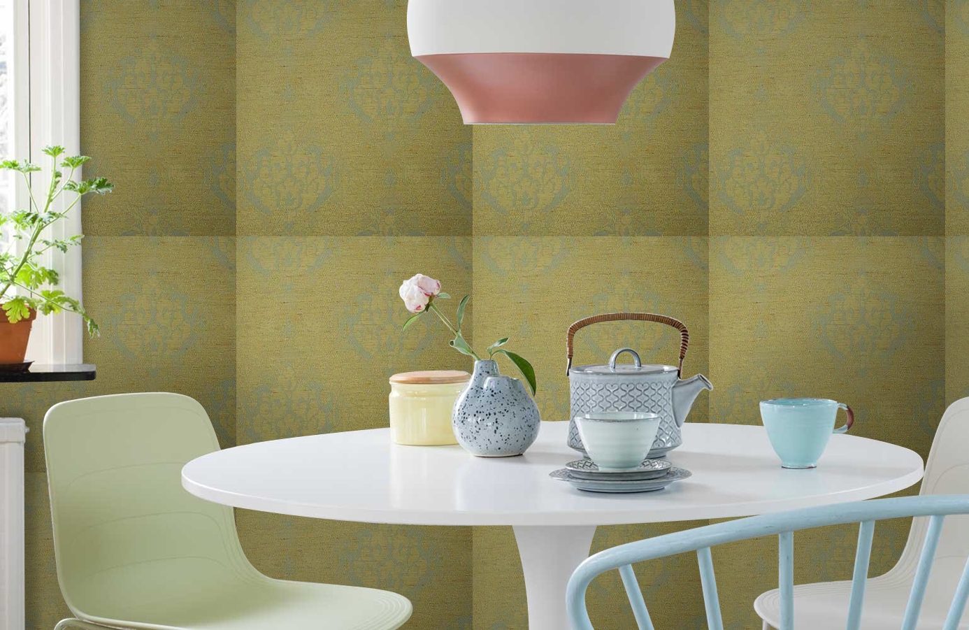 Обои 208008 фото в интерьере кухни