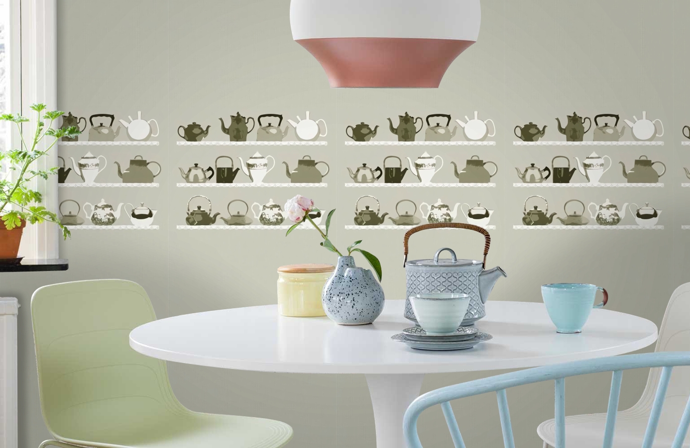 Обои DM217-3 фото в интерьере кухни