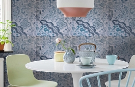 Обои 9110 D3 фото в интерьере кухни превью