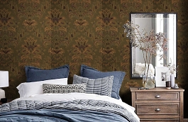 Обои Bergamo Verdure-82 фото в интерьере спальни превью