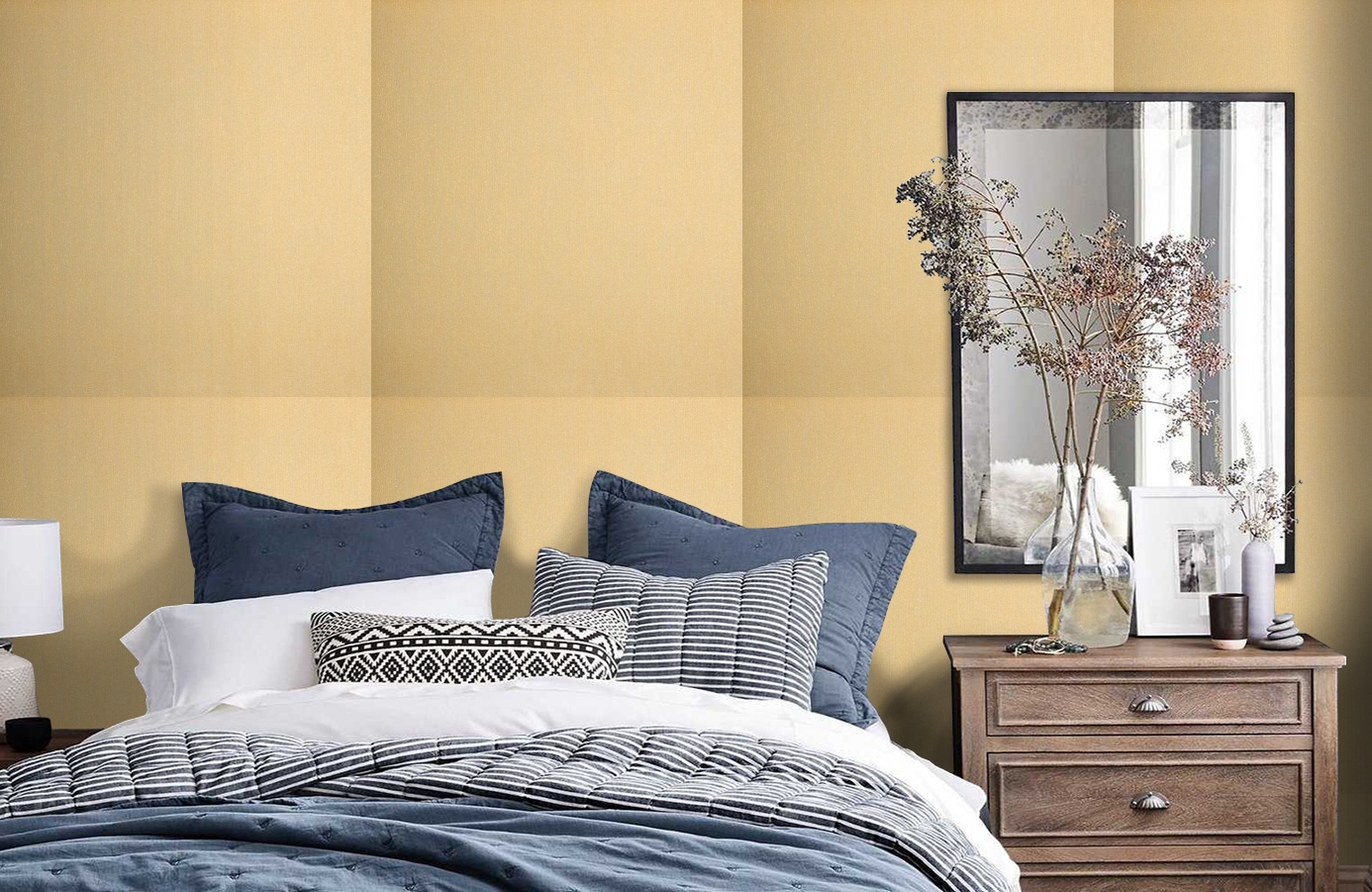 Обои Como Honey-103 фото в интерьере спальни