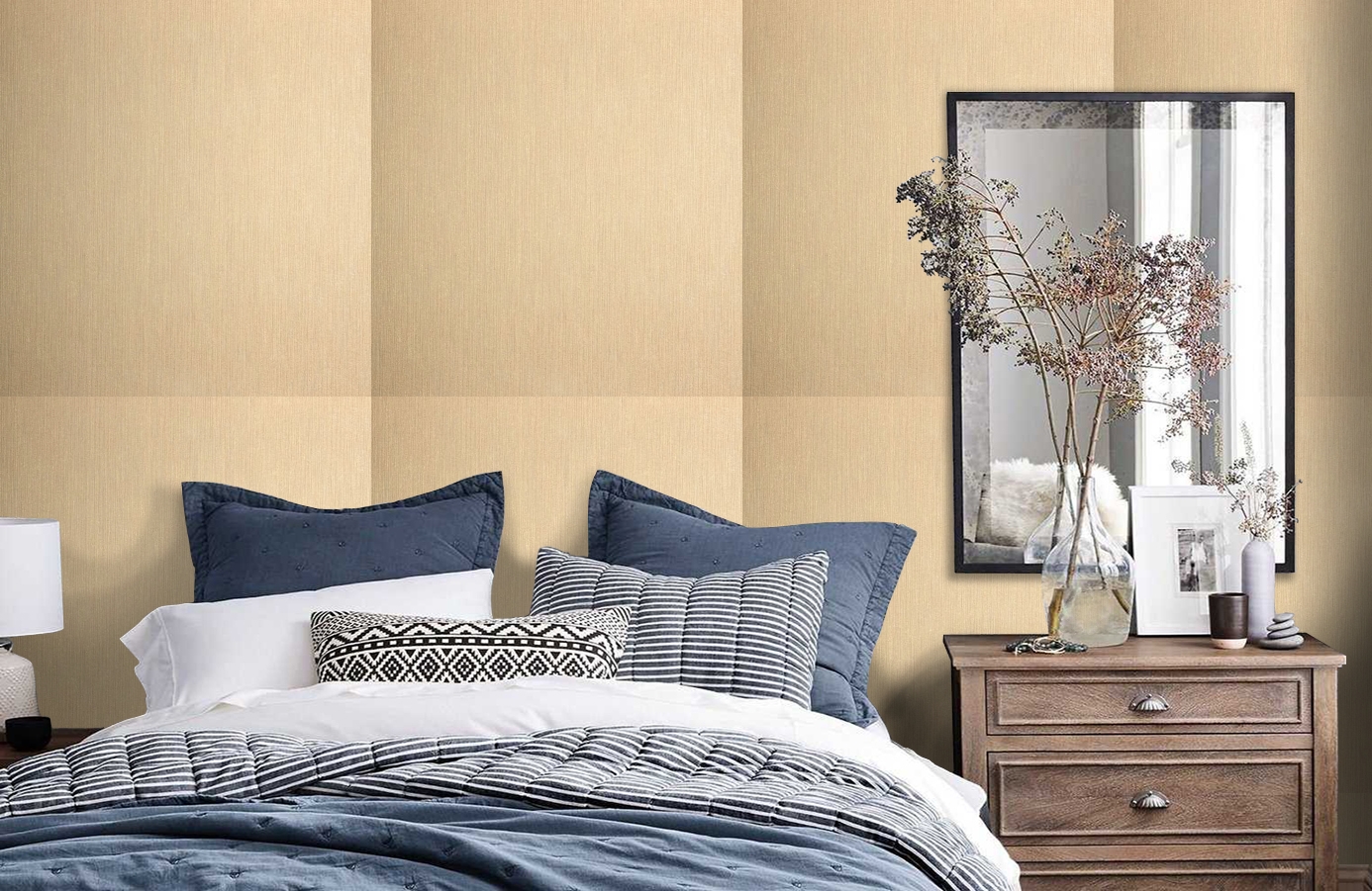 Обои Como Shade-101 фото в интерьере спальни