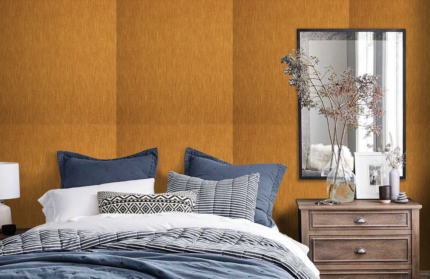Обои Como Sunset-131 фото в интерьере спальни