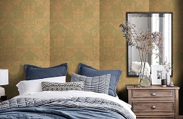 Обои Milano Olive-221 фото в интерьере спальни превью