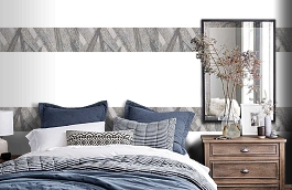 Обои macro-004 palm silver фото в интерьере спальни превью