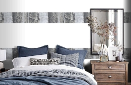 Обои macro-011 bamboo silver фото в интерьере спальни превью