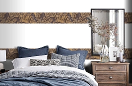 Обои macro-013 flower gold фото в интерьере спальни превью