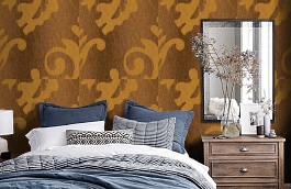 Обои macro-017 snake gold фото в интерьере спальни превью