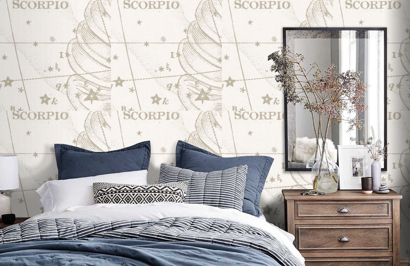 Обои macro-018 scorpio gypsum фото в интерьере спальни