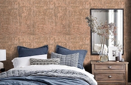 Обои macro-copper plain фото в интерьере спальни превью