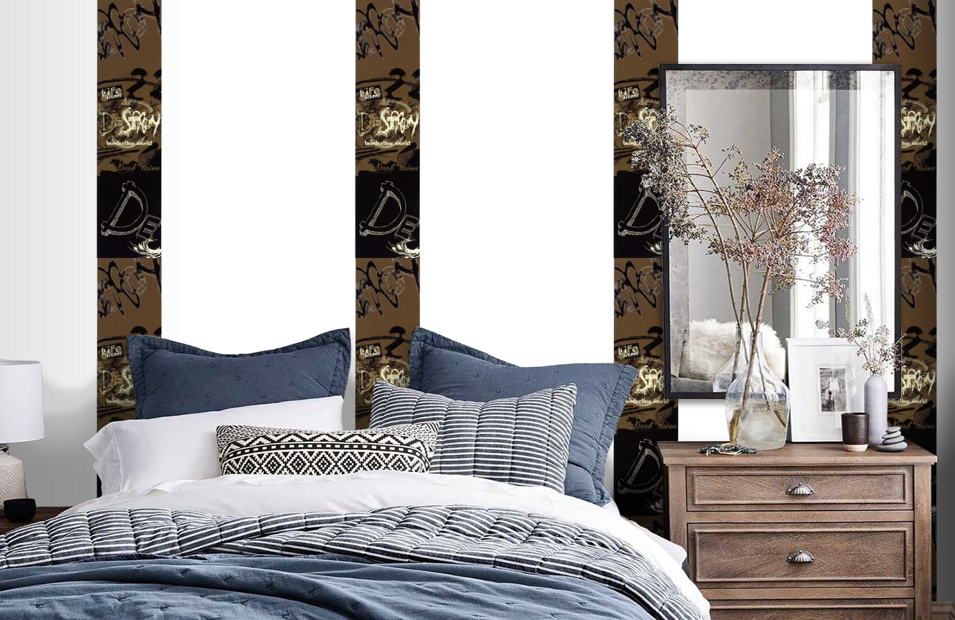 Обои SL15 5051 250*60 фото в интерьере спальни