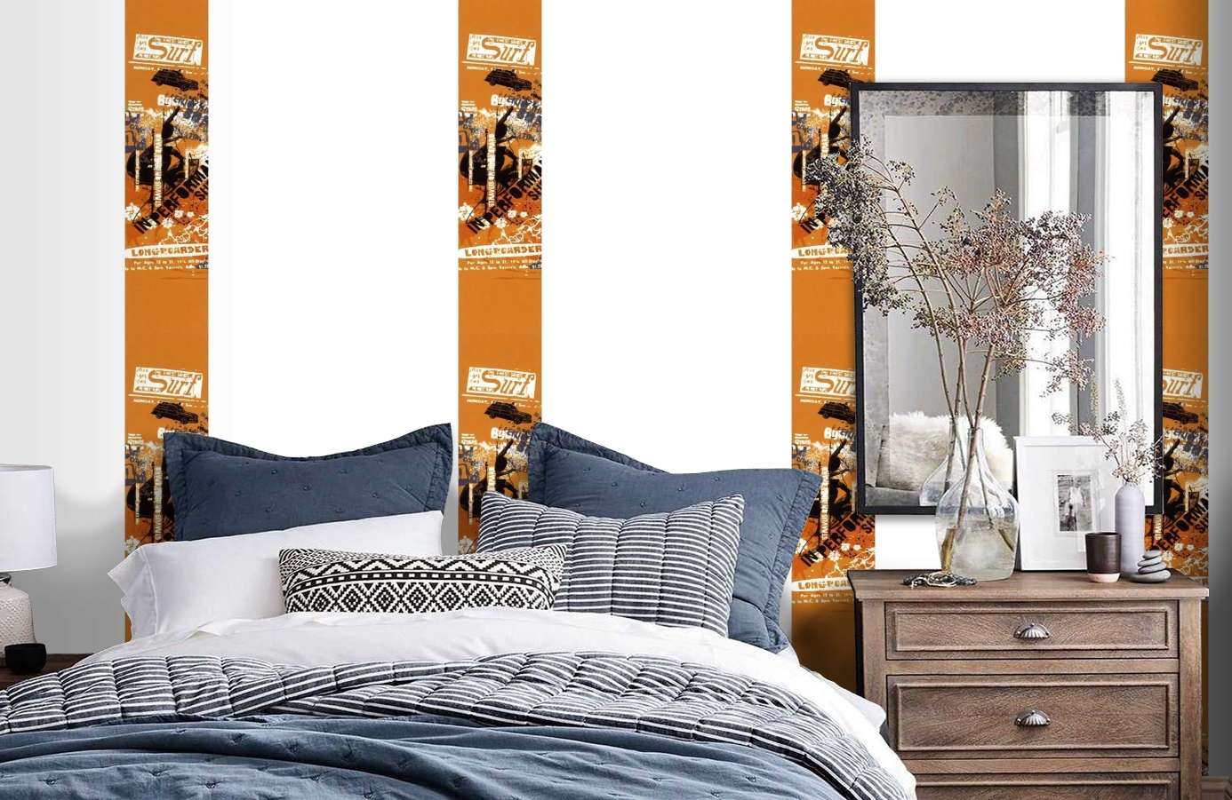 Обои SL15 5052 250*60 фото в интерьере спальни