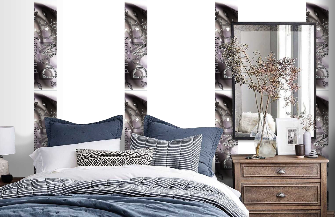 Обои SL15 5063 250*60 фото в интерьере спальни