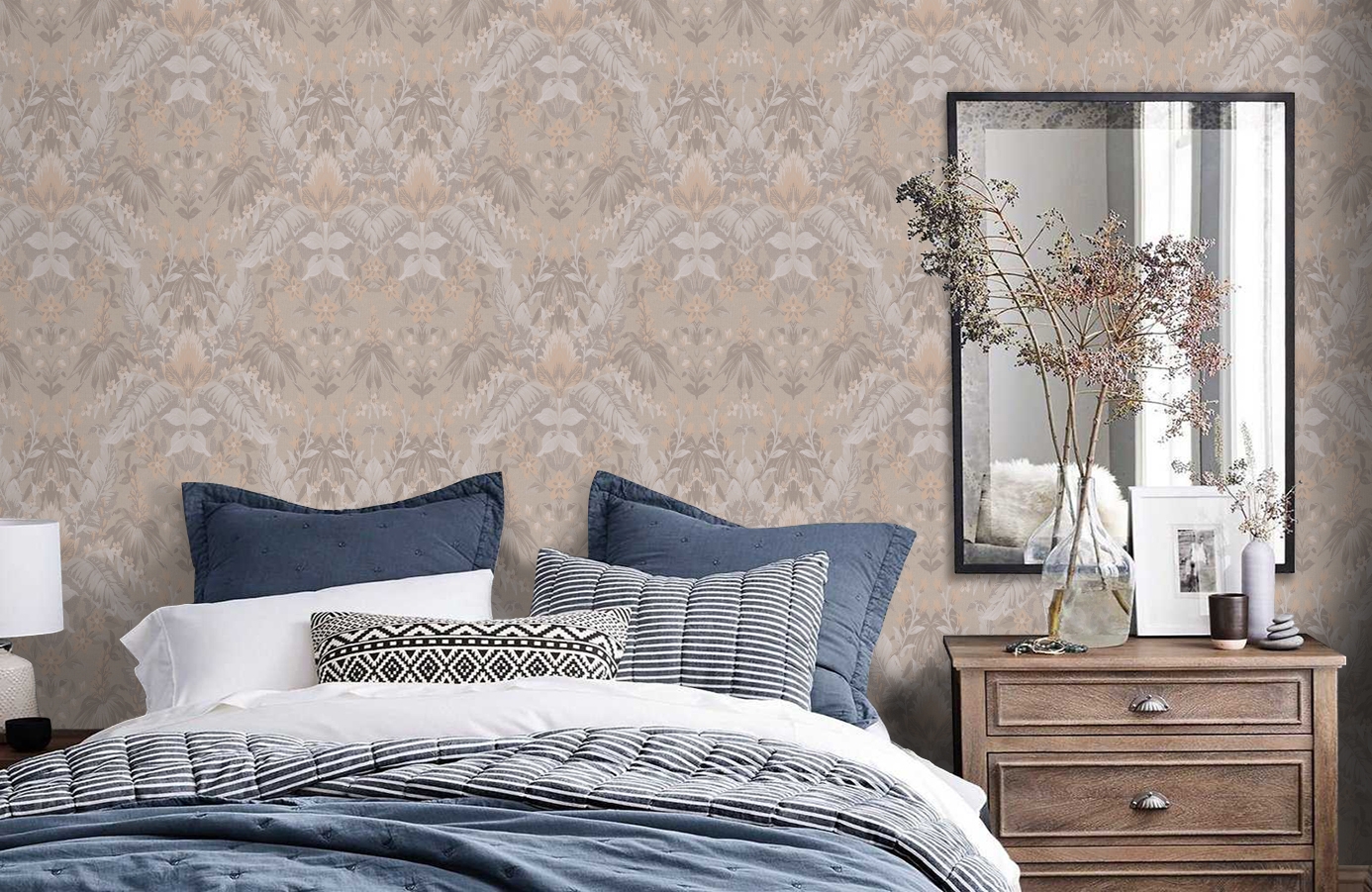 Обои 6 002 1 фото в интерьере спальни