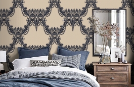 Обои GT1012 фото в интерьере спальни превью