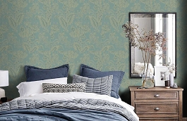 Обои Q1005 фото в интерьере спальни превью