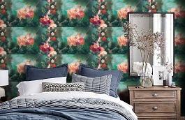 Обои V11001 фото в интерьере спальни превью