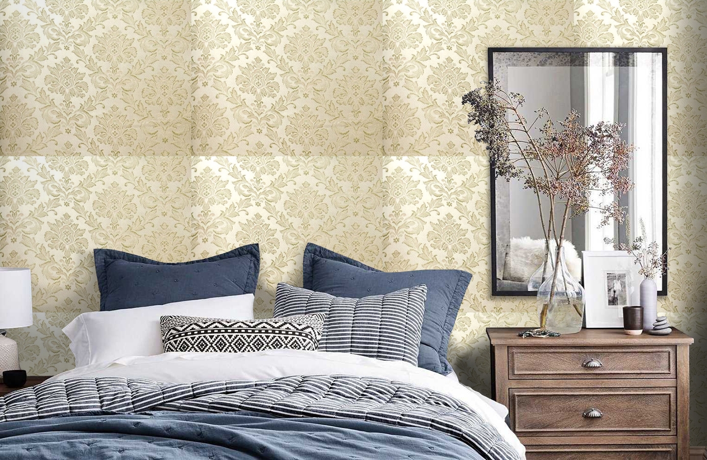 Обои 4540-V1 фото в интерьере спальни