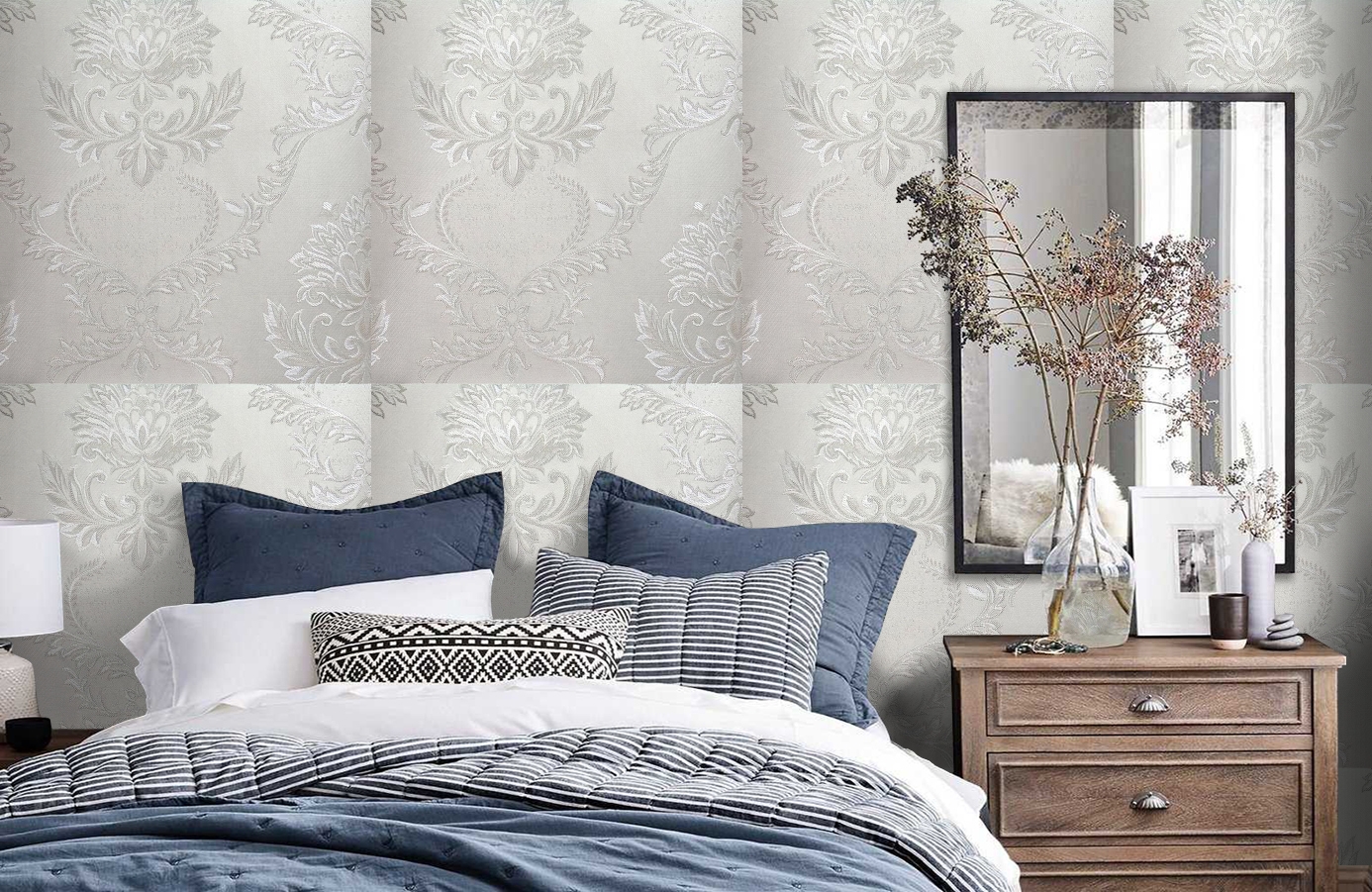Обои 4550-G1 фото в интерьере спальни