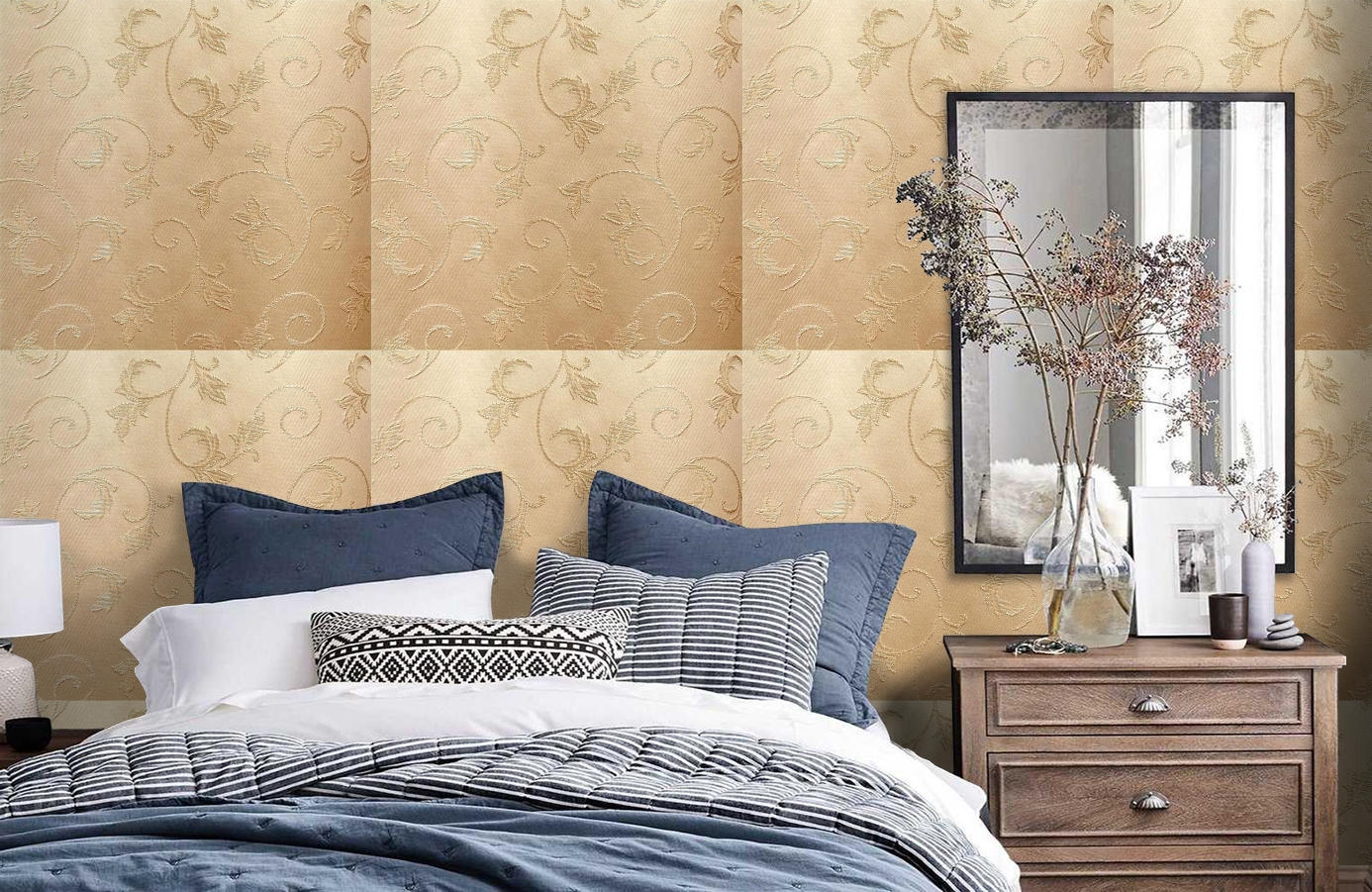 Обои 4560-G1 фото в интерьере спальни