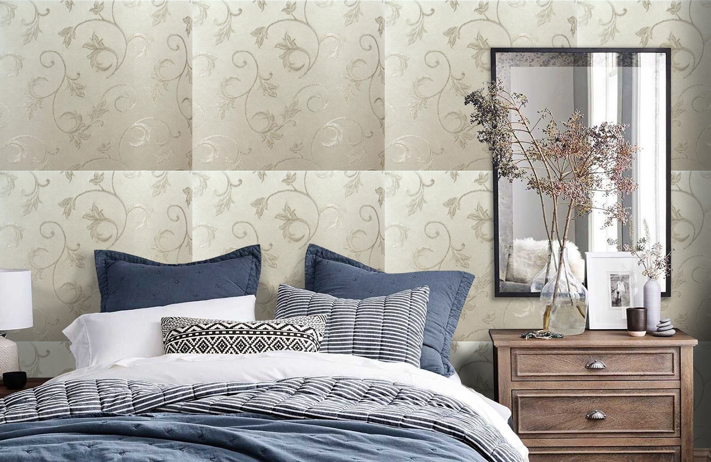 Обои 4560-G2 фото в интерьере спальни
