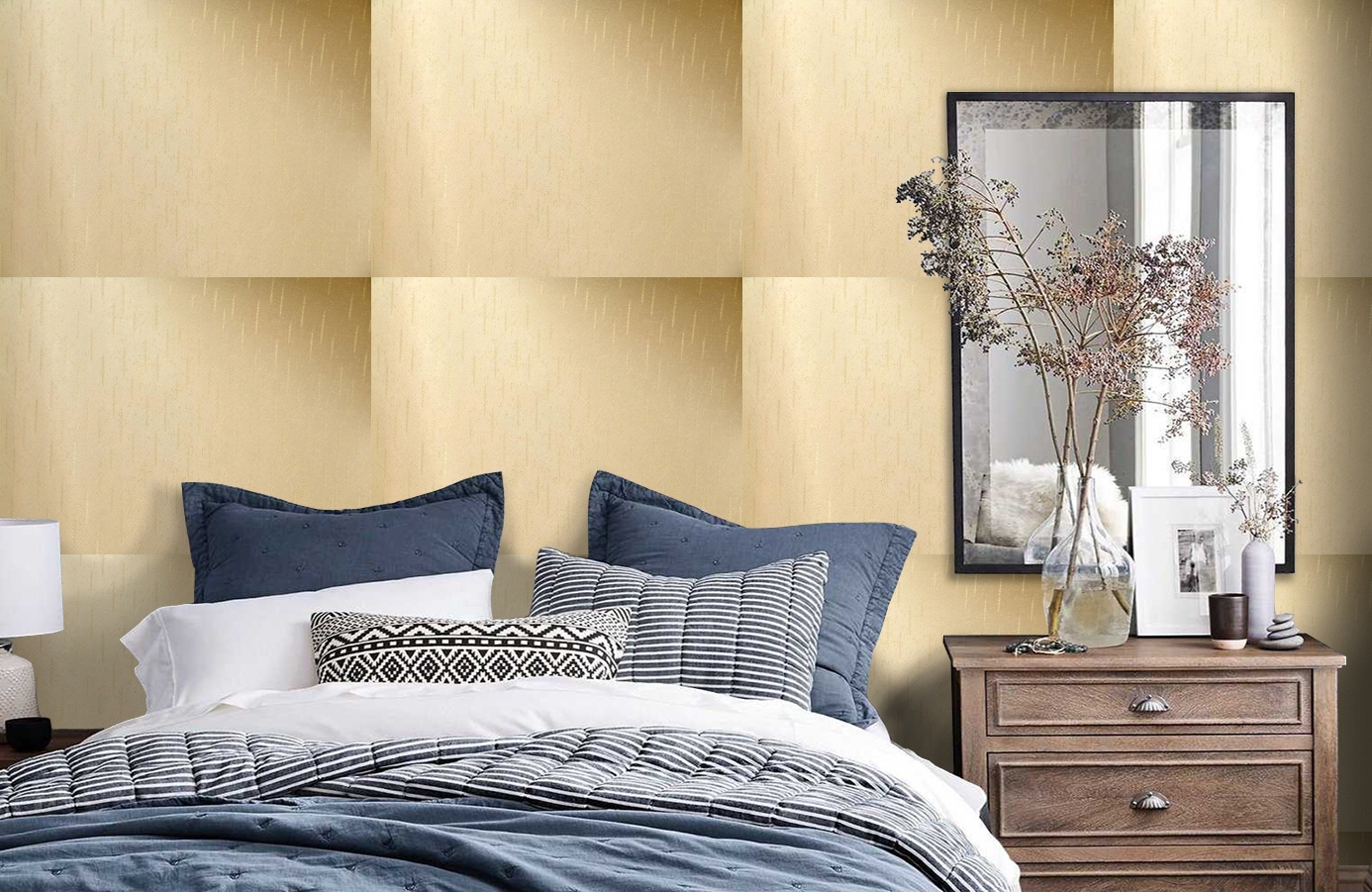 Обои 4580-Y1 фото в интерьере спальни