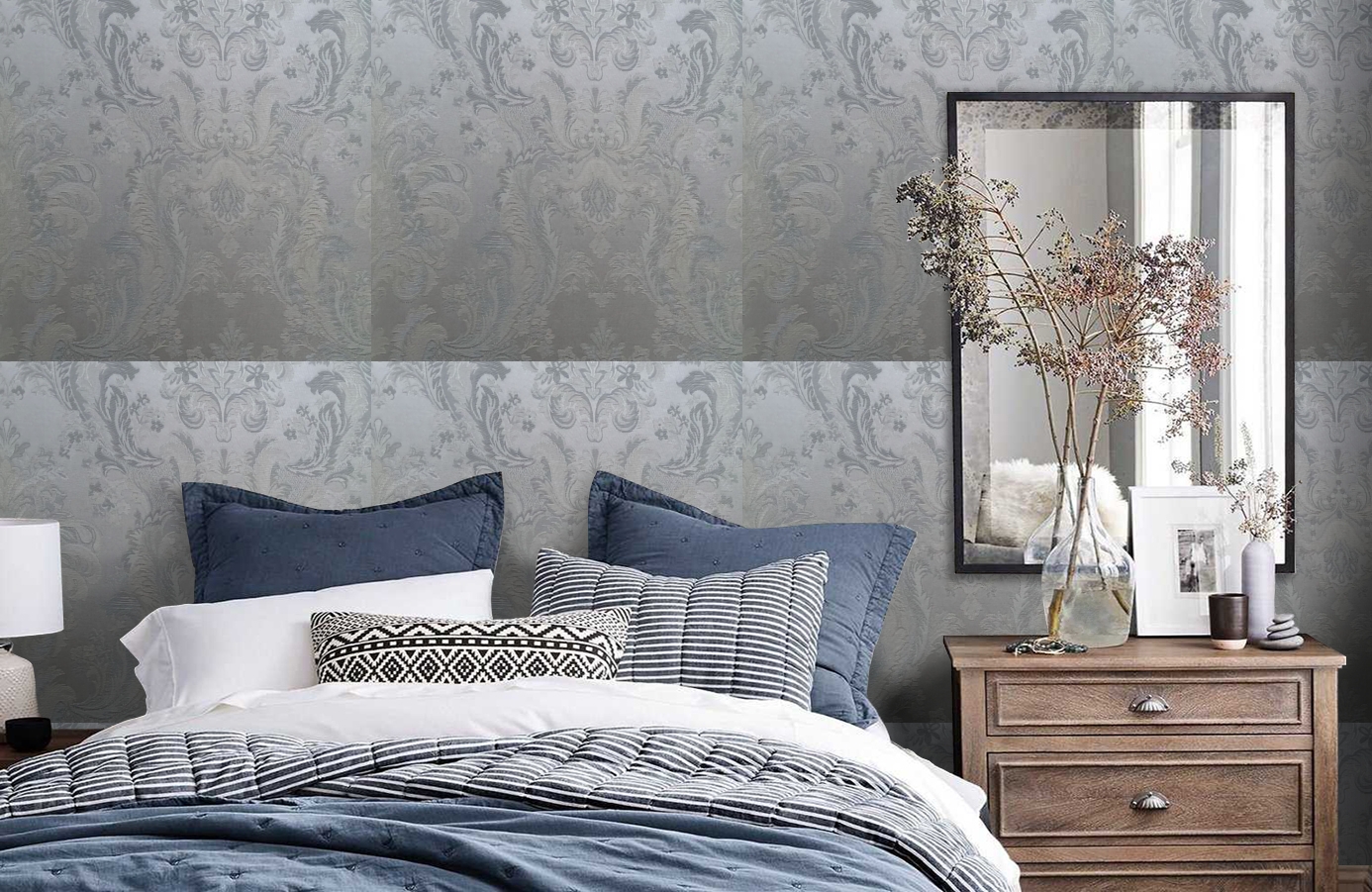 Обои 4600-G1 фото в интерьере спальни