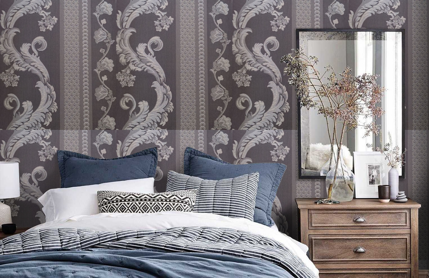 Обои 4610-KK2 фото в интерьере спальни