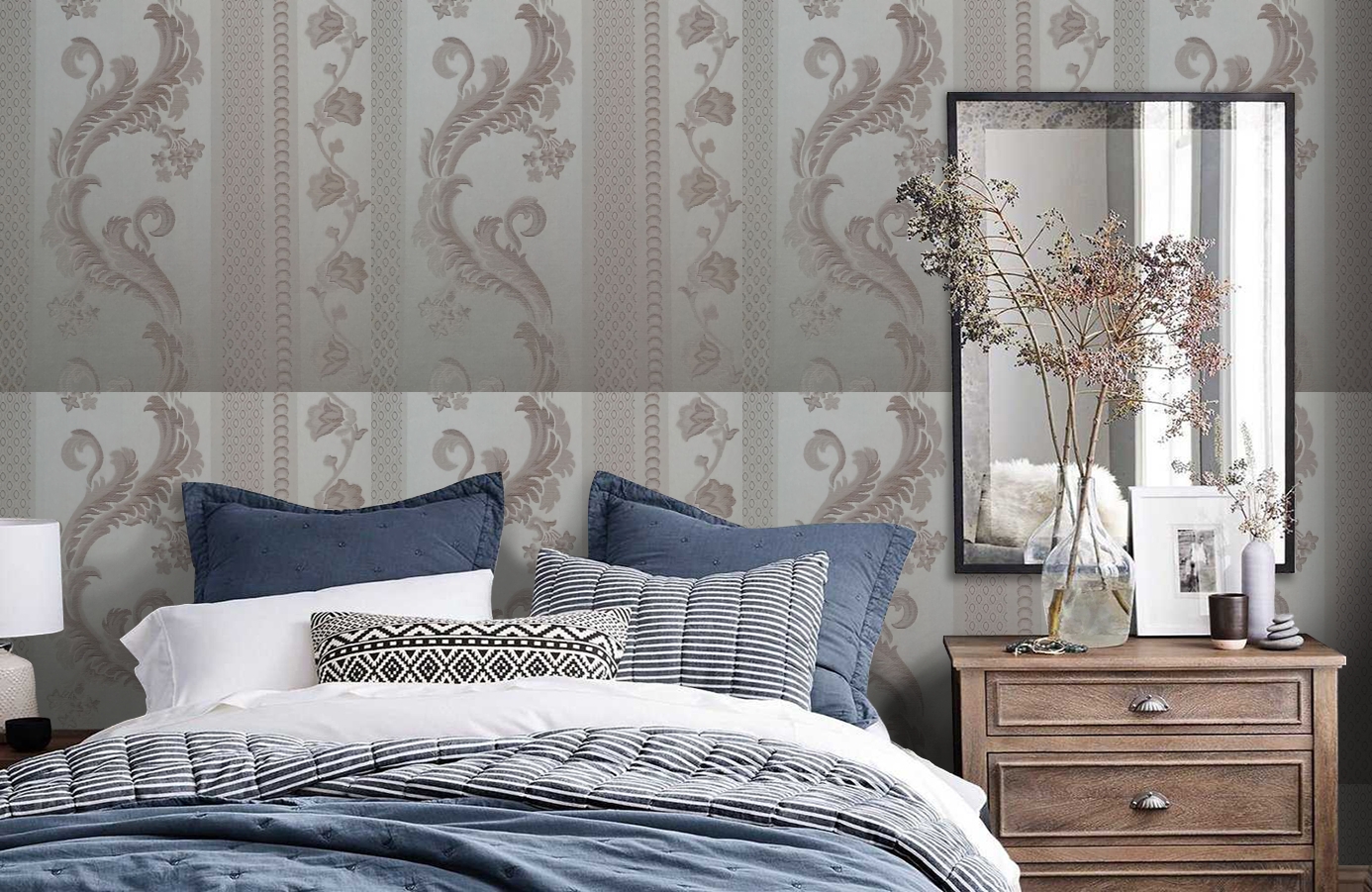 Обои 4610-M1 фото в интерьере спальни