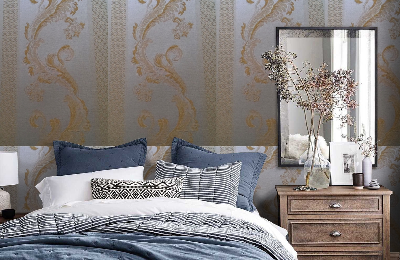 Обои 4610-Y2 фото в интерьере спальни