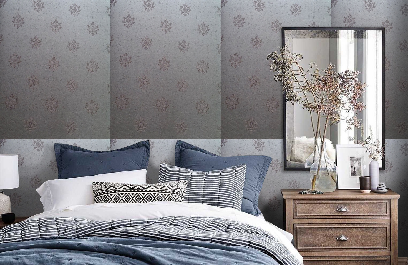 Обои 4620-M1 фото в интерьере спальни
