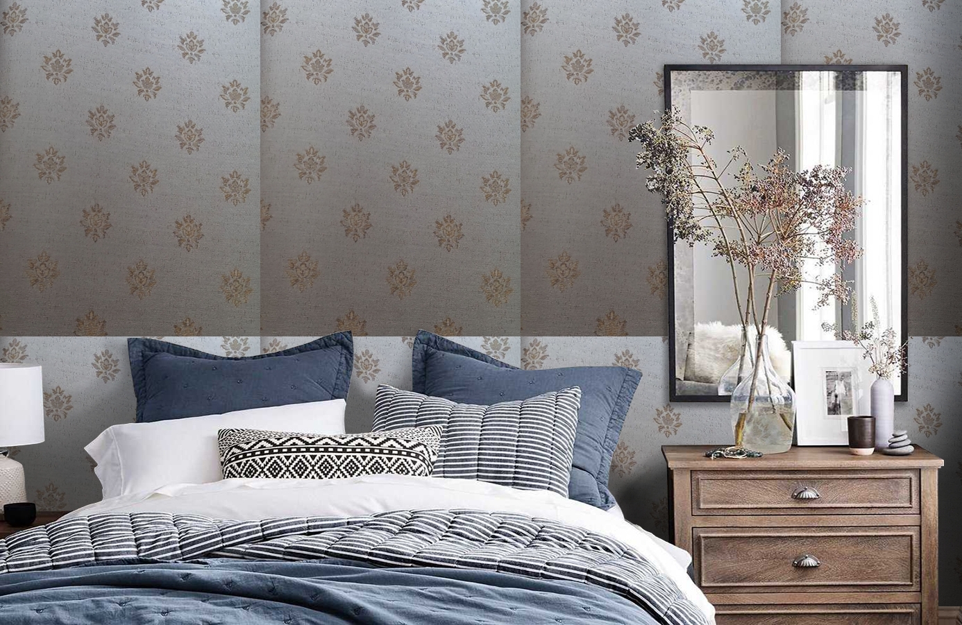 Обои 4620-Y1 фото в интерьере спальни