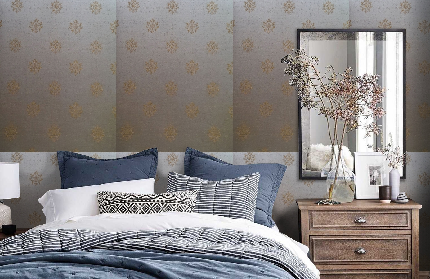 Обои 4620-Y2 фото в интерьере спальни