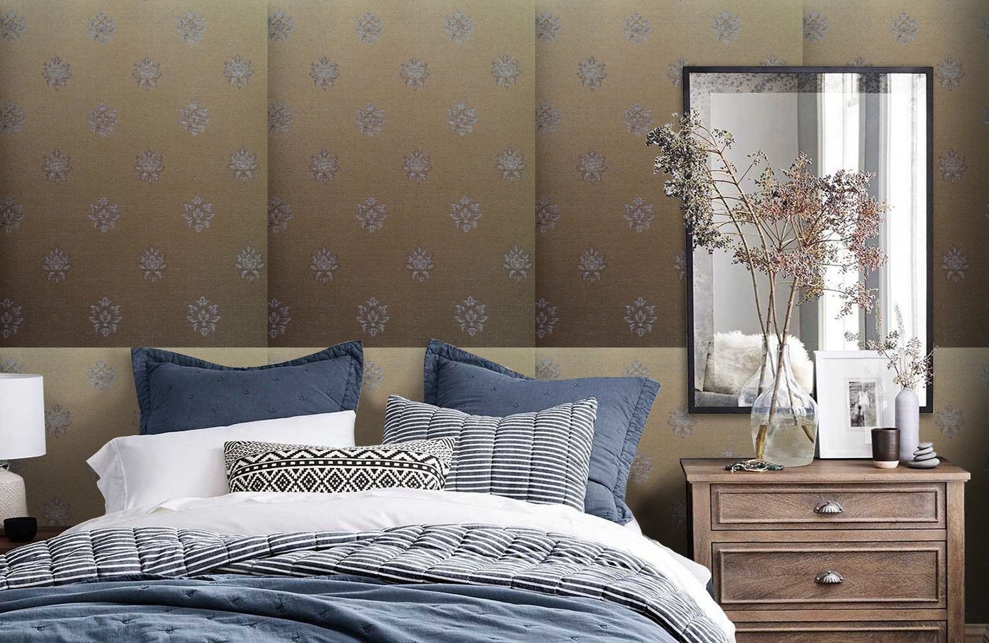 Обои 4620-YY1 фото в интерьере спальни